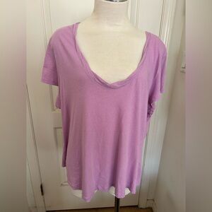 J CREW Mercantile Lilac Tee-Shirt with Roped V-Nexk, Sz 2X